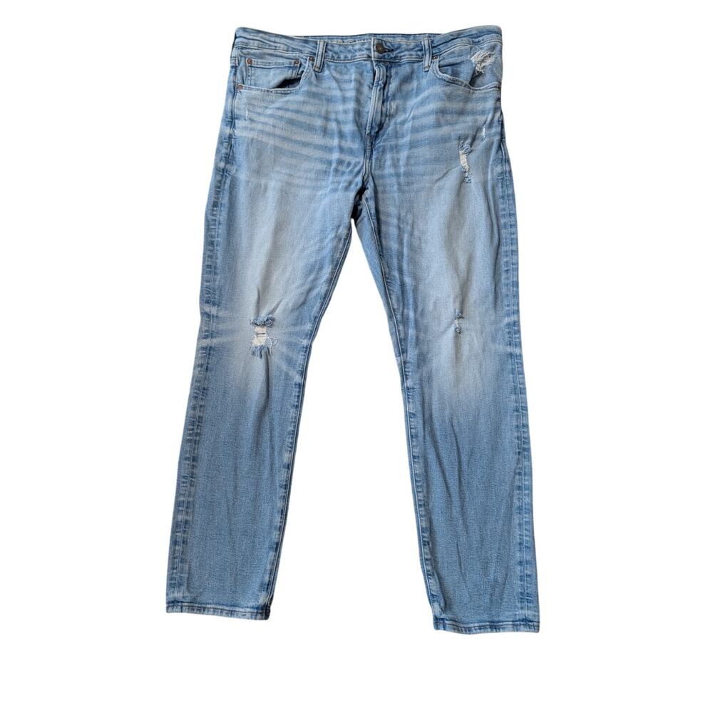 American Eagle Men's Athletic slim Airflex+ Denim Jeans Light Wash 38x32